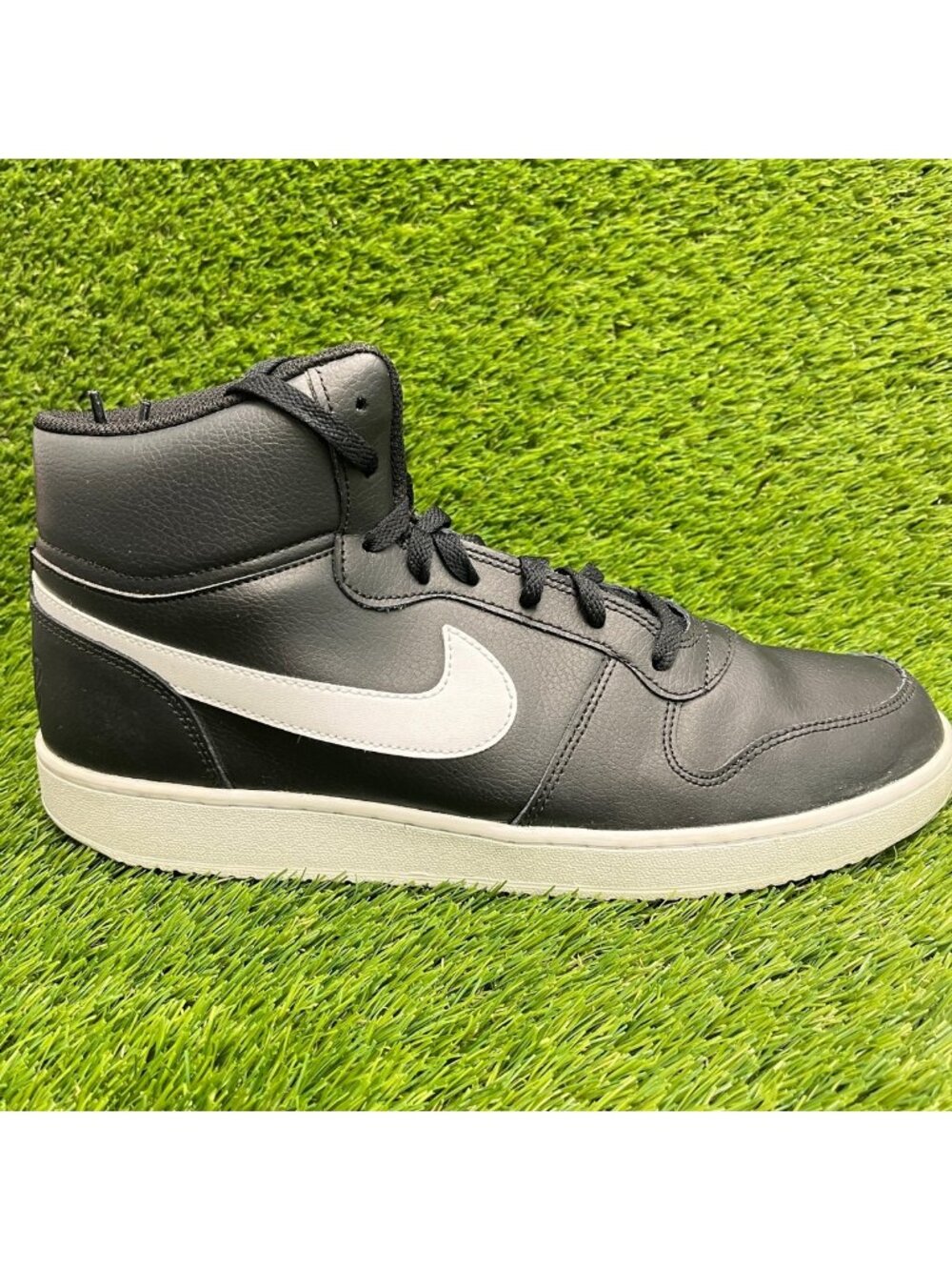 Nike Eberdon Mid Mens Size 12.5 Black White Athletic Leather Shoes Sneakers
